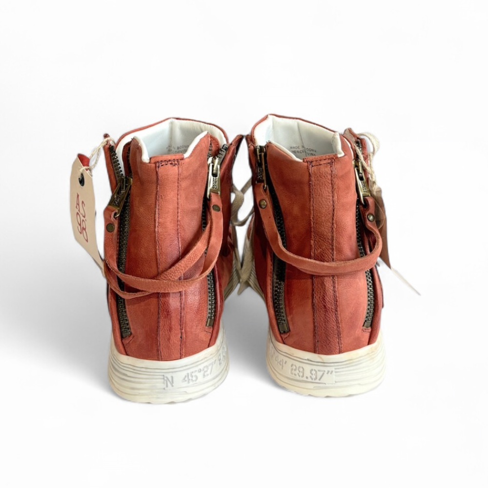 A.S.98 ADLER Rust Suede High-Top Sneakers with Cream Laces - Picture 5 of 7